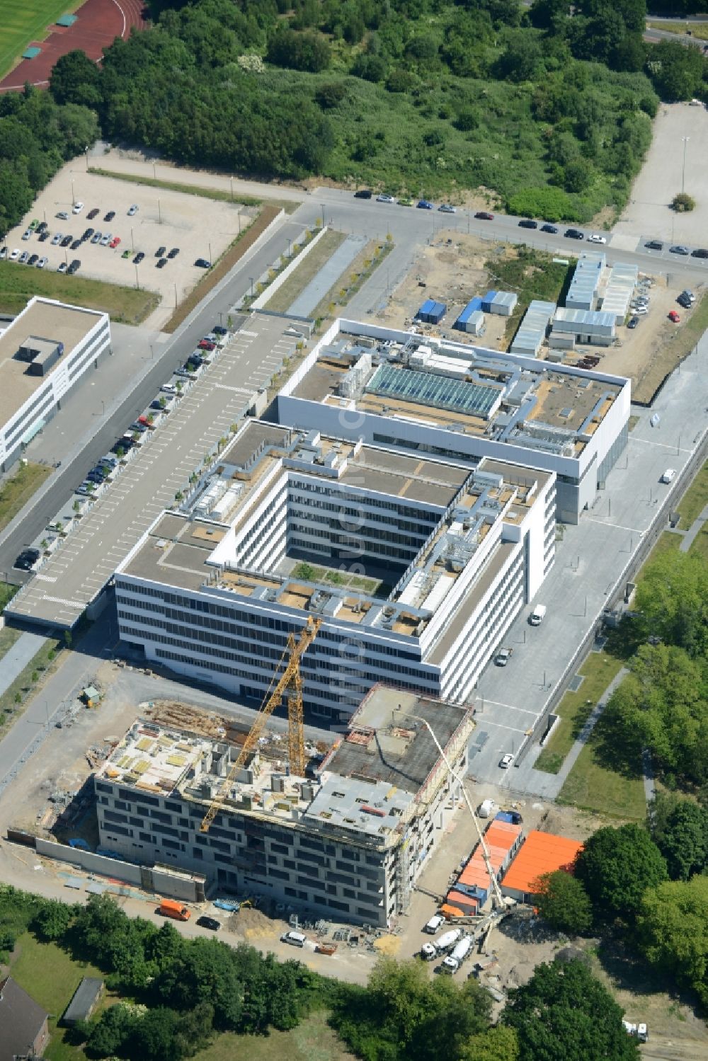 Bochum von oben - Campus- Gebäude der Universität Aesculap-Akademie auf dem Gesundheitscampus in Bochum im Bundesland Nordrhein-Westfalen