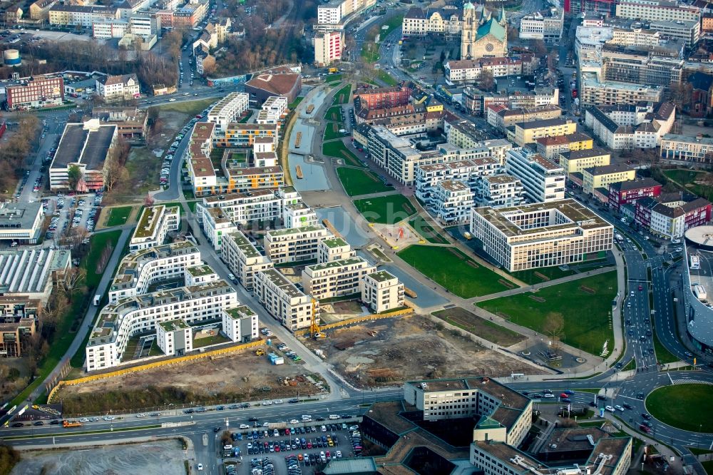 Essen von oben - Campus- Gebäude der Universität Duisburg-Essen in Essen im Bundesland Nordrhein-Westfalen