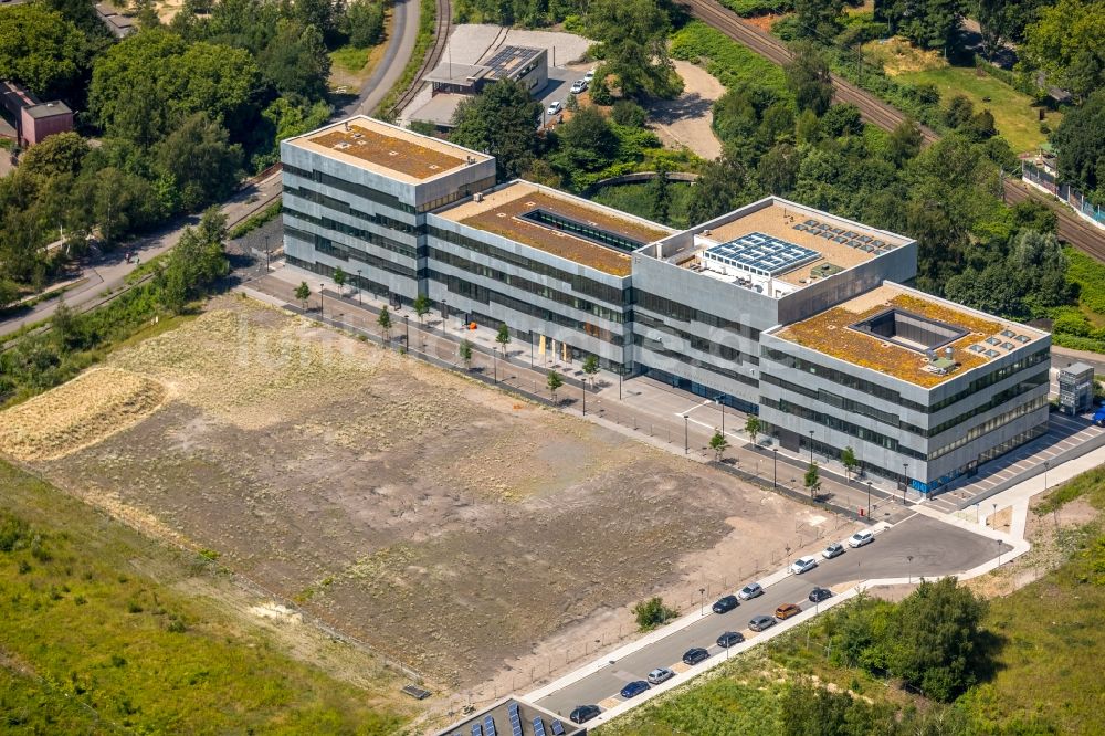 Luftaufnahme Essen - Campus- Gebäude der Universität Folkwang Universität Der Künste in Essen im Bundesland Nordrhein-Westfalen, Deutschland