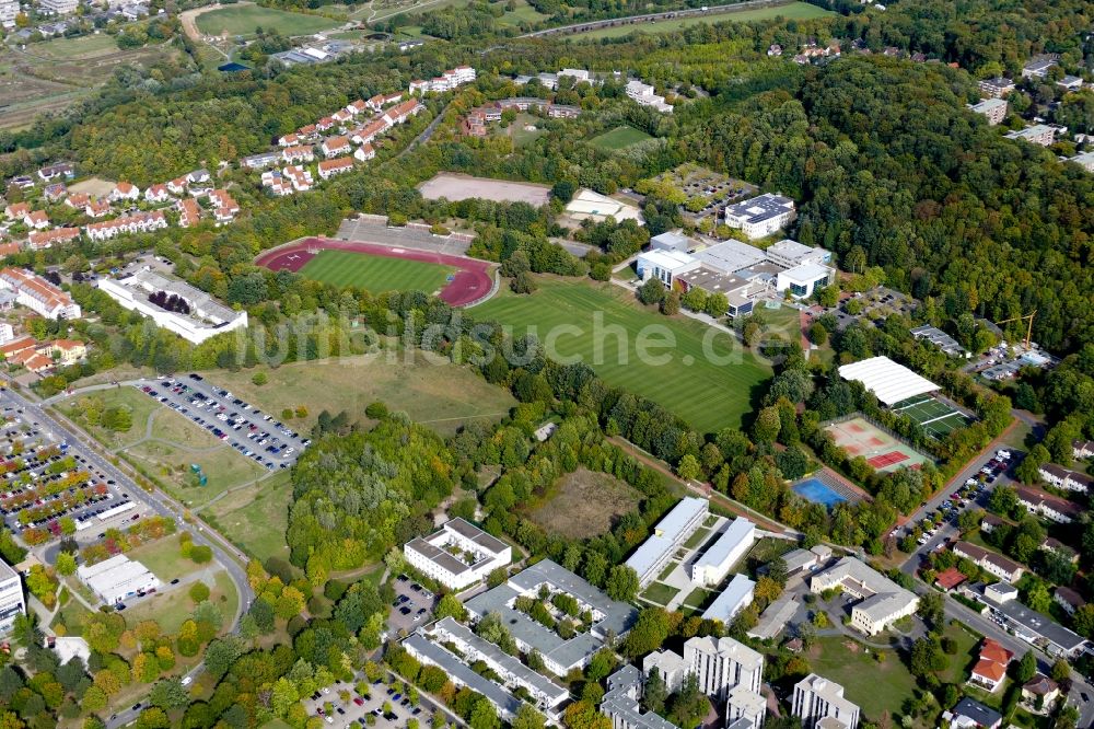 Luftaufnahme Göttingen - Campus- Gebäude der Universität Göttingen - Hochschulsportgelände in Göttingen im Bundesland Niedersachsen, Deutschland