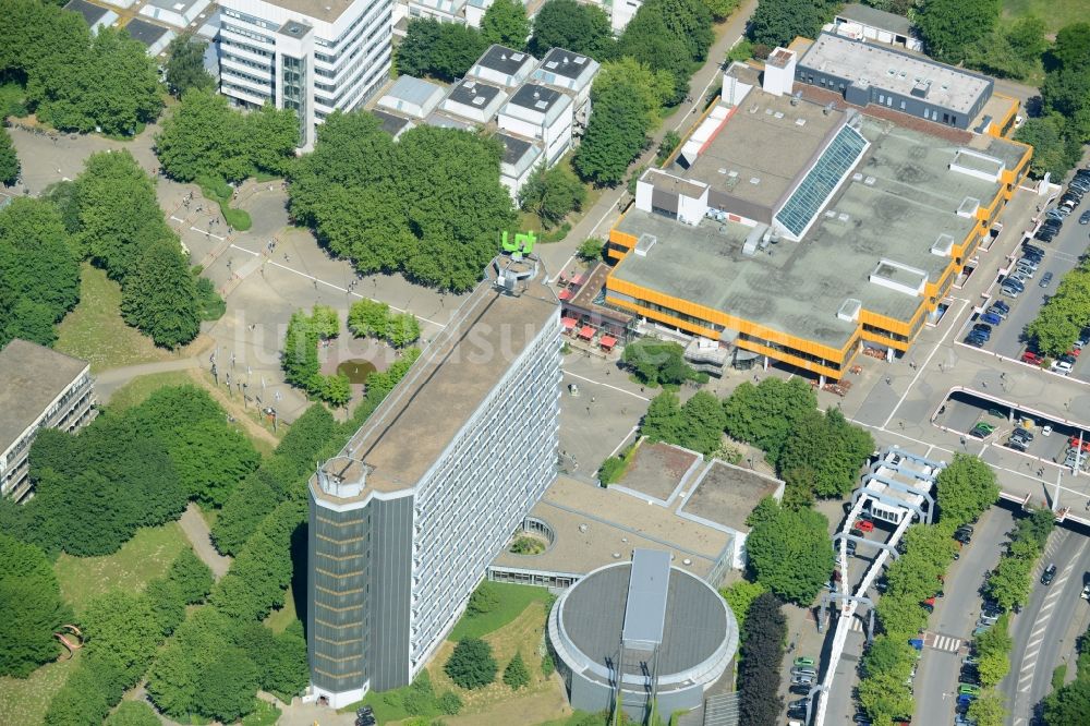 Luftbild Dortmund - Campus- Gebäude der Universität mit dem TU Hochhaus und Audimax in Dortmund im Bundesland Nordrhein-Westfalen