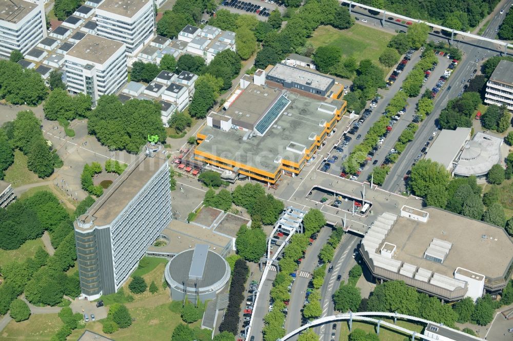 Luftaufnahme Dortmund - Campus- Gebäude der Universität mit dem TU Hochhaus und Audimax in Dortmund im Bundesland Nordrhein-Westfalen