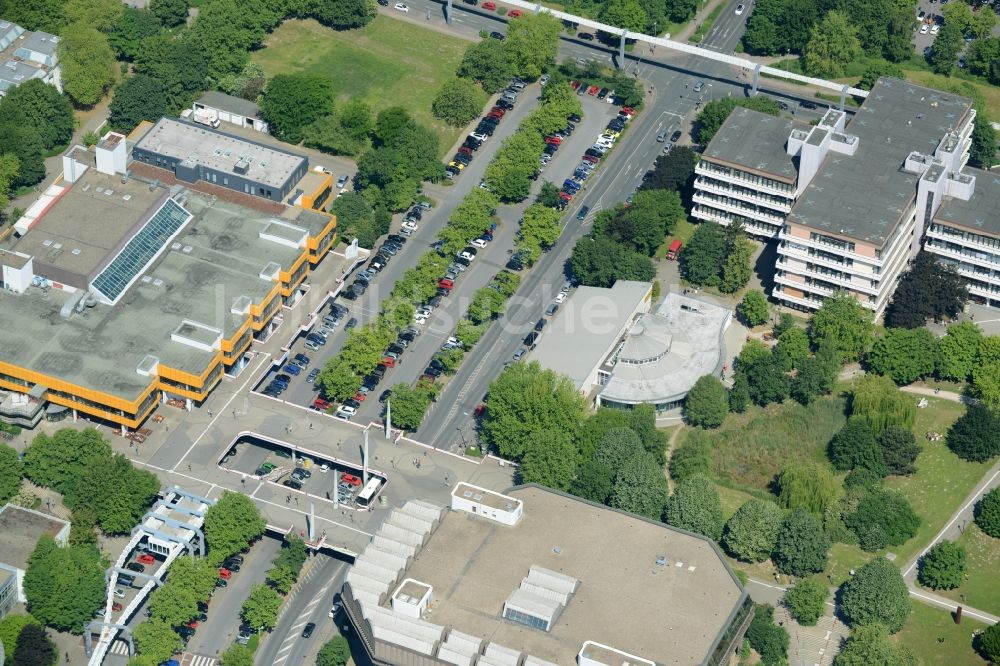 Dortmund von oben - Campus- Gebäude der Universität mit dem TU Hochhaus und Audimax in Dortmund im Bundesland Nordrhein-Westfalen