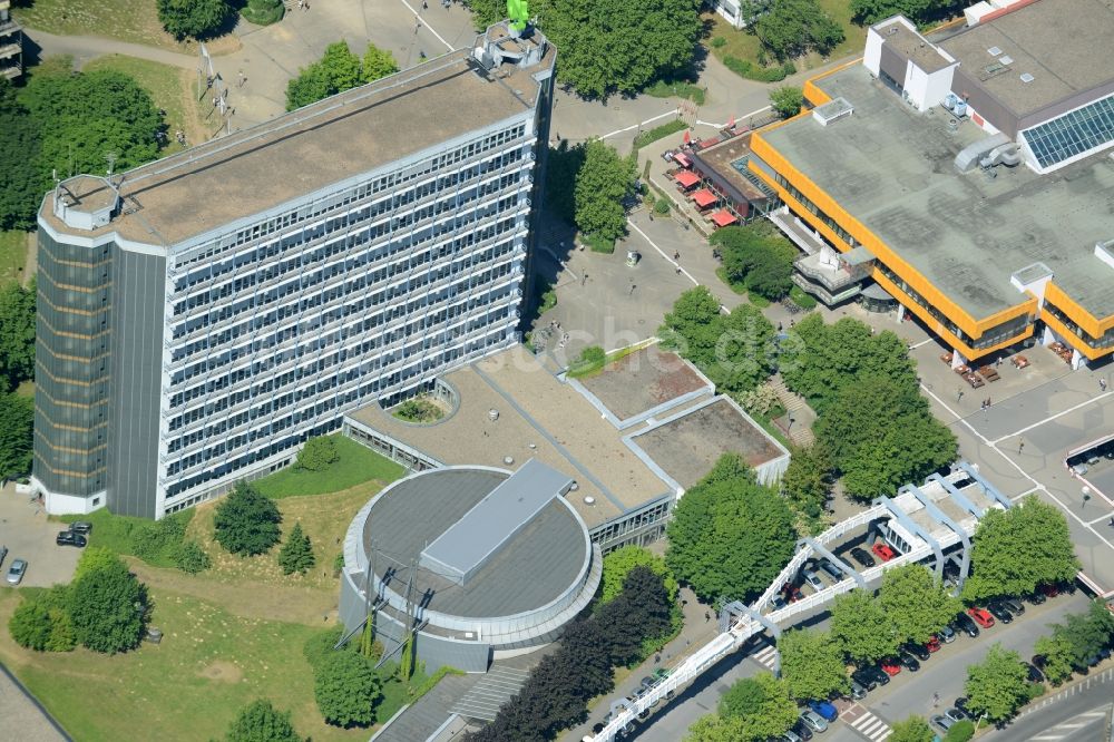 Luftbild Dortmund - Campus- Gebäude der Universität mit dem TU Hochhaus und Audimax in Dortmund im Bundesland Nordrhein-Westfalen