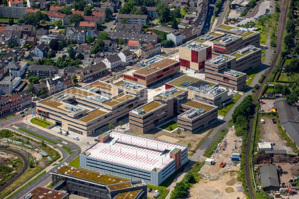 Mülheim an der Ruhr aus der Vogelperspektive: Campus- Gebäude der Universität Hochschule Ruhr West - Campus Mülheim in Mülheim an der Ruhr im Bundesland Nordrhein-Westfalen