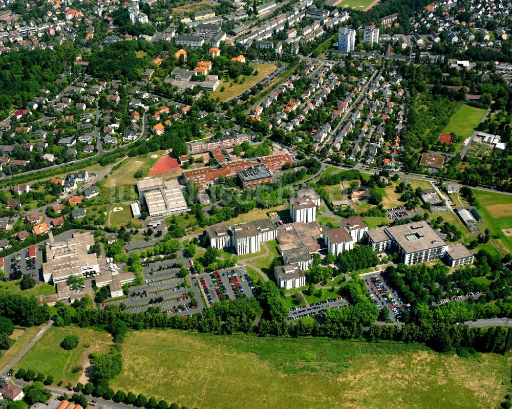 Luftaufnahme Gießen - Campus- Gebäude der Universität Justus-Liebig-Universität Gießen am Karl-Reuter-Weg in Gießen im Bundesland Hessen, Deutschland