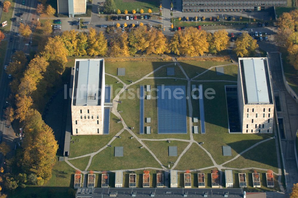 Dresden von oben - Campus- Gebäude der Universität TU Technische Universität in Dresden im Bundesland Sachsen, Deutschland