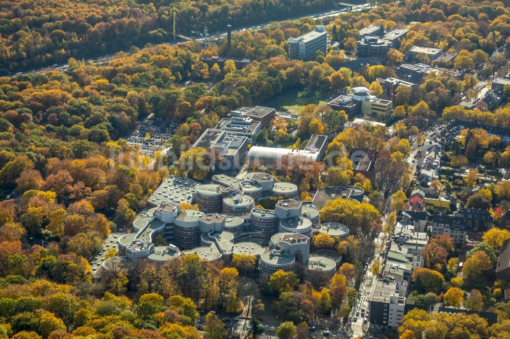 Duisburg von oben - Campus- Gebäude der Universität - umgangssprachlich Keksdosen genannt - Essen-Duisburg im Bundesland Nordrhein-Westfalen