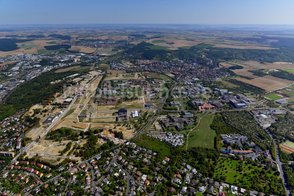 Würzburg von oben - Campus- Gebäude der Universität und Universitätsbibliothek Würzburg im Ortsteil Frauenland in Würzburg im Bundesland Bayern, Deutschland