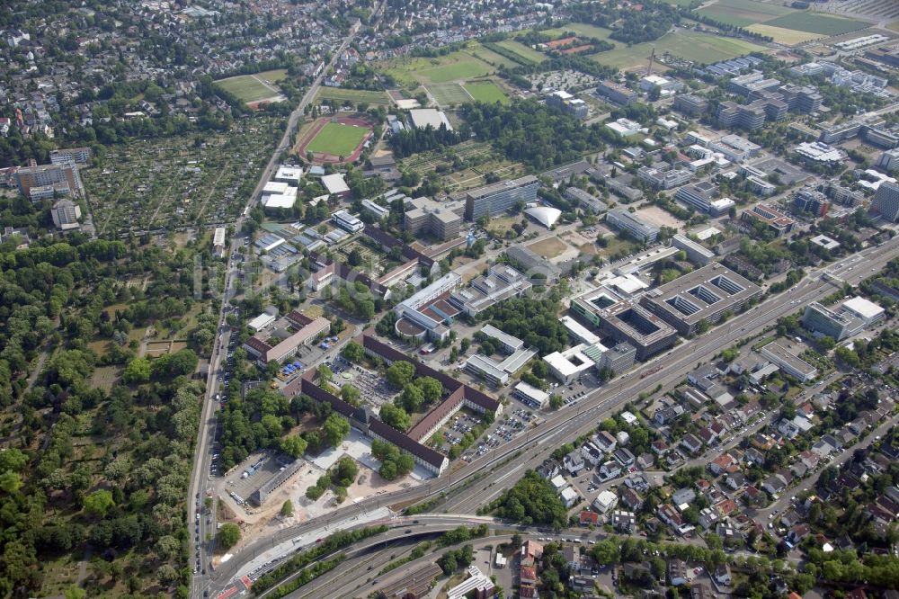 Mainz aus der Vogelperspektive: Campus - Gelände der Universität Johannes Gutenberg in Mainz im Bundesland Rheinland-Pfalz