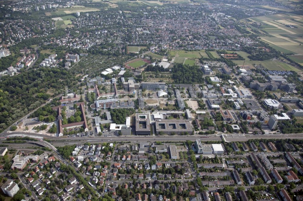 Mainz von oben - Campus - Gelände der Universität Johannes Gutenberg in Mainz im Bundesland Rheinland-Pfalz