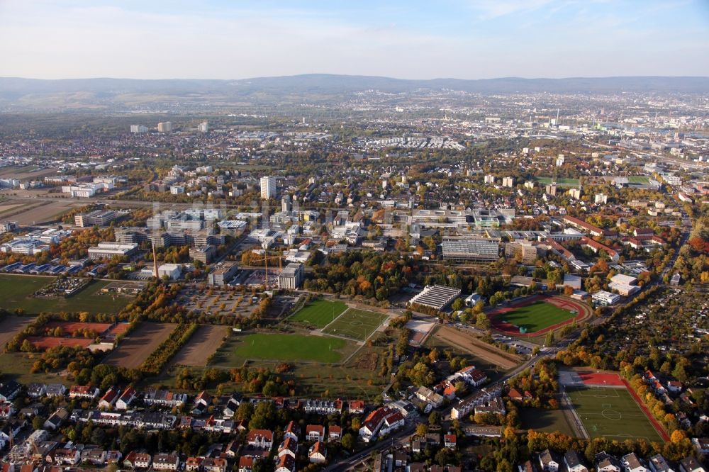 Luftaufnahme Mainz - Campus - Gelände der Universität Johannes Gutenberg in Mainz im Bundesland Rheinland-Pfalz