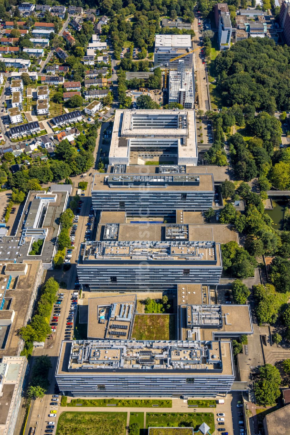 Bochum aus der Vogelperspektive: Campus- Gelände der Universität Ruhr-Universität Bochum RUB in Bochum im Bundesland Nordrhein-Westfalen, Deutschland