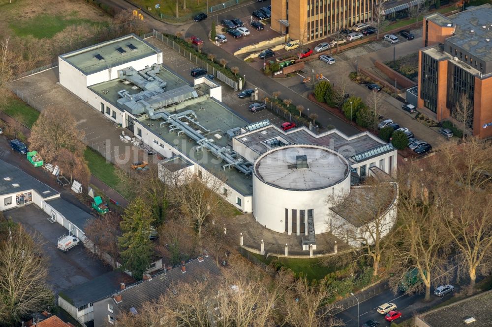 Luftaufnahme Bochum - Campus- Universitäts- Bereich Folkwang Theaterzentrum in Bochum im Bundesland Nordrhein-Westfalen, Deutschland