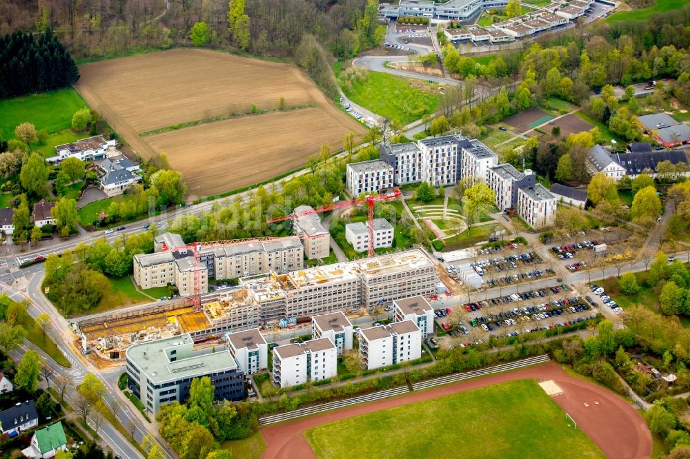 Bielefeld von oben - Campus- Universitäts- Bereich mit Neubau- Baustelle Innovationszentrum an der Morgenbreede im Ortsteil Schildesche in Bielefeld im Bundesland Nordrhein-Westfalen