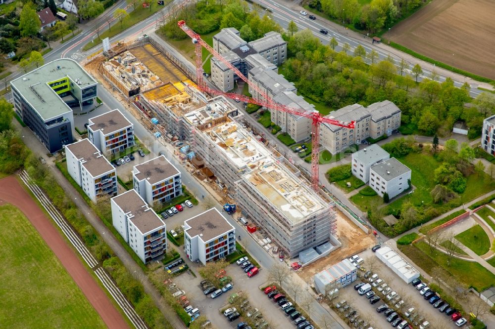 Bielefeld von oben - Campus- Universitäts- Bereich mit Neubau- Baustelle Innovationszentrum an der Morgenbreede im Ortsteil Schildesche in Bielefeld im Bundesland Nordrhein-Westfalen