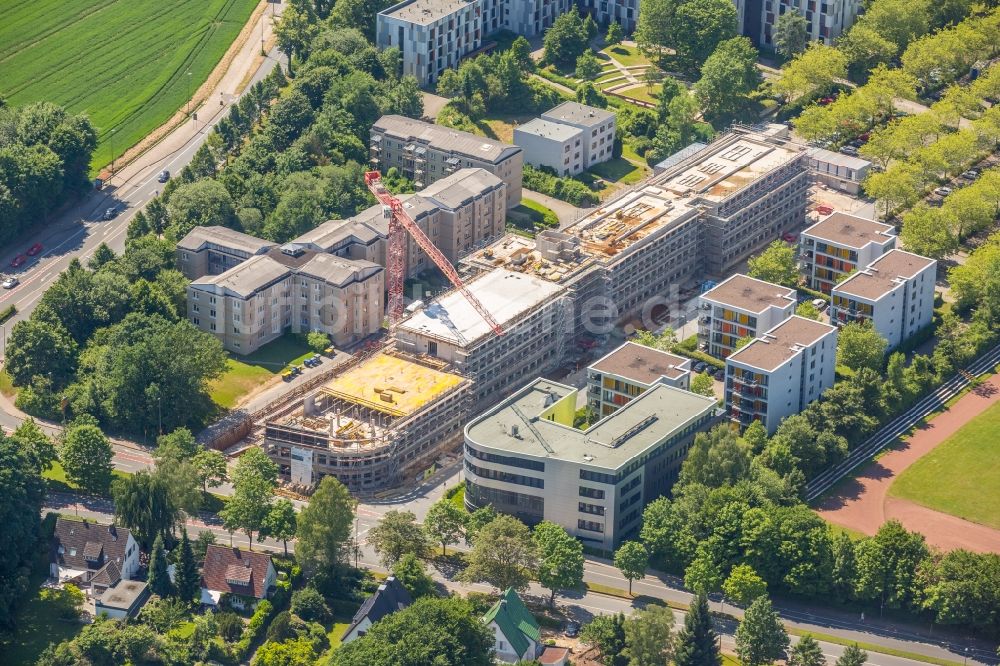 Bielefeld von oben - Campus- Universitäts- Bereich mit Neubau- Baustelle Innovationszentrum an der Morgenbreede im Ortsteil Schildesche in Bielefeld im Bundesland Nordrhein-Westfalen