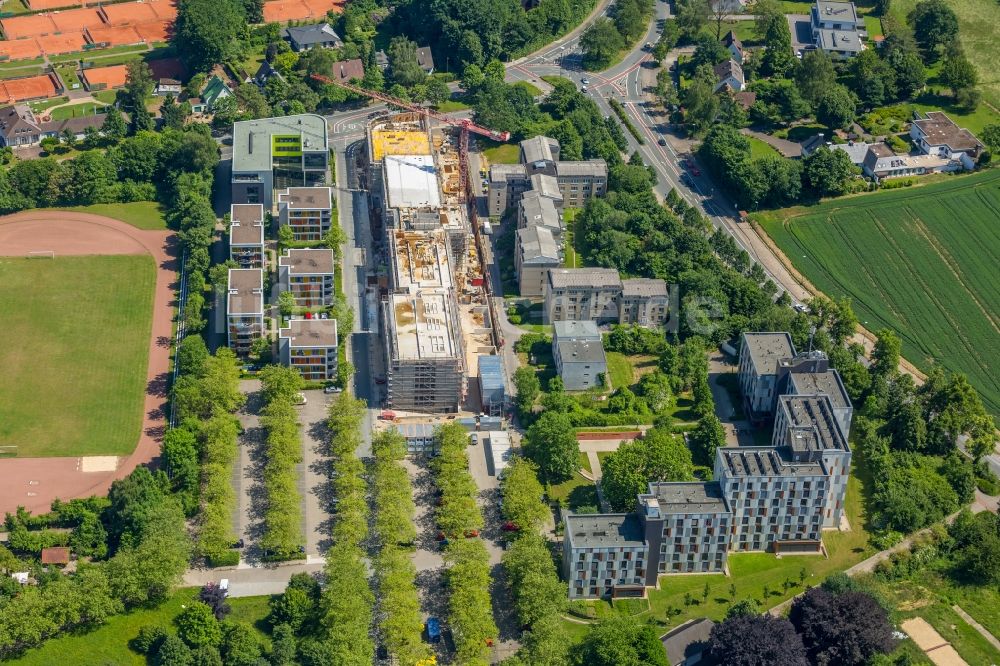 Bielefeld von oben - Campus- Universitäts- Bereich mit Neubau- Baustelle Innovationszentrum an der Morgenbreede im Ortsteil Schildesche in Bielefeld im Bundesland Nordrhein-Westfalen