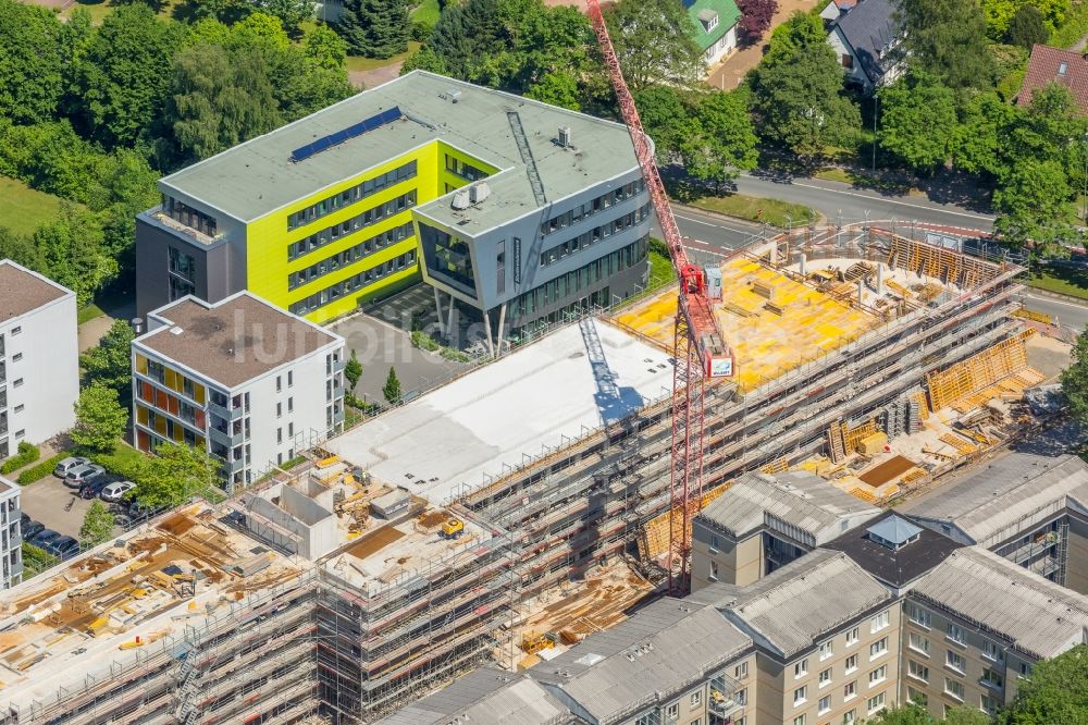 Bielefeld von oben - Campus- Universitäts- Bereich mit Neubau- Baustelle Innovationszentrum an der Morgenbreede im Ortsteil Schildesche in Bielefeld im Bundesland Nordrhein-Westfalen