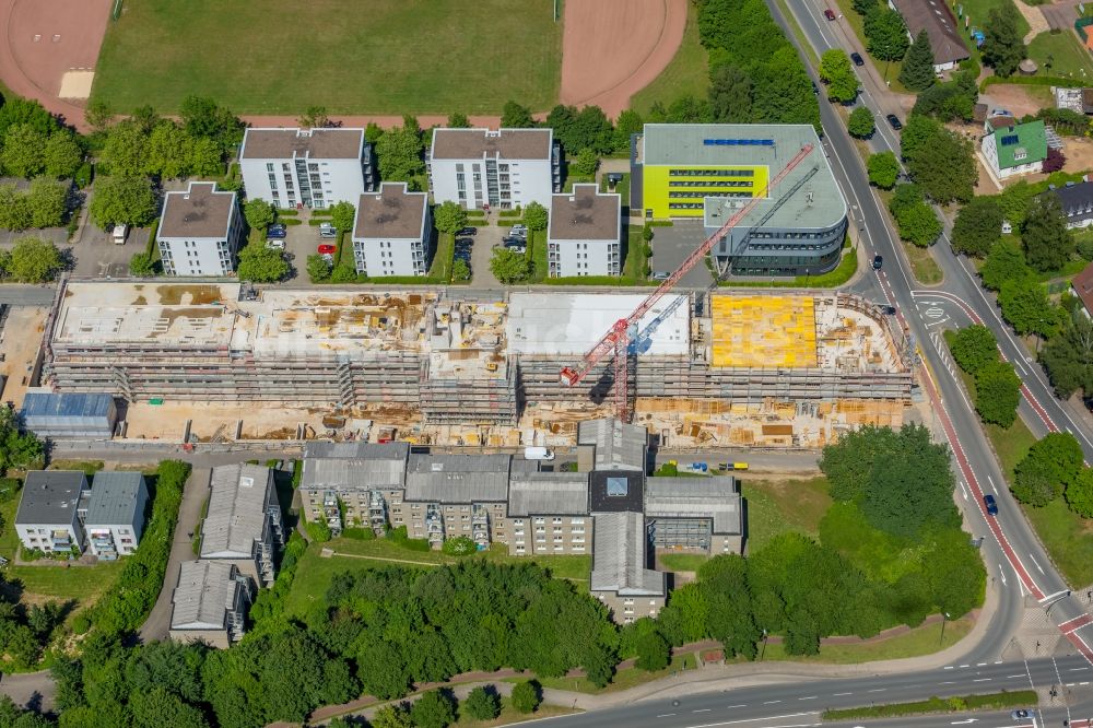 Luftbild Bielefeld - Campus- Universitäts- Bereich mit Neubau- Baustelle Innovationszentrum an der Morgenbreede im Ortsteil Schildesche in Bielefeld im Bundesland Nordrhein-Westfalen