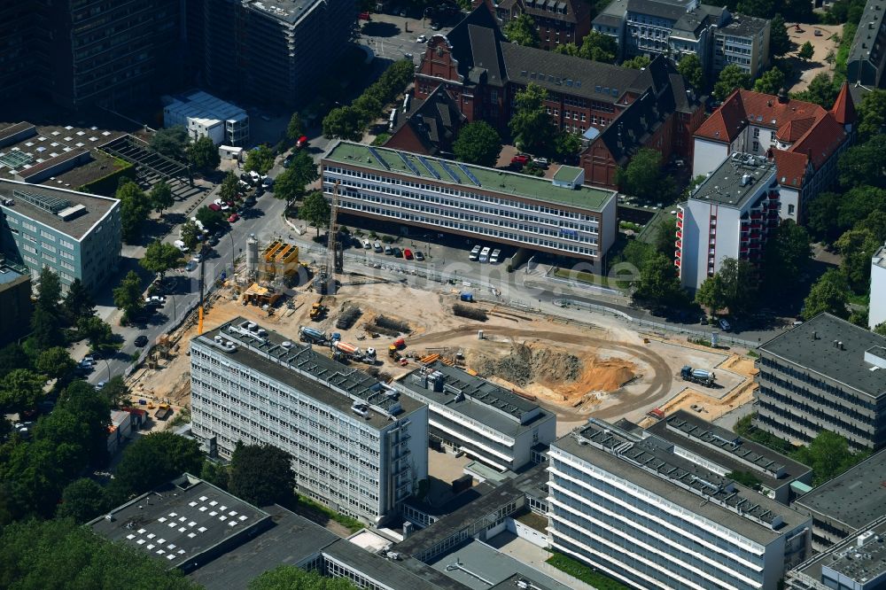 Luftbild Hamburg - Campus- Universitäts- Bereich mit Neubau- Baustelle MIN-Forum und Informatik-Neubau im Ortsteil Rotherbaum in Hamburg, Deutschland