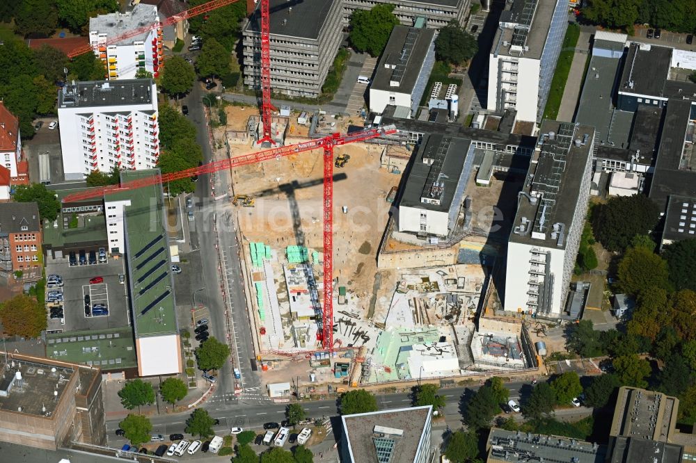 Luftbild Hamburg - Campus- Universitäts- Bereich mit Neubau- Baustelle MIN-Forum und Informatik-Neubau im Ortsteil Rotherbaum in Hamburg, Deutschland