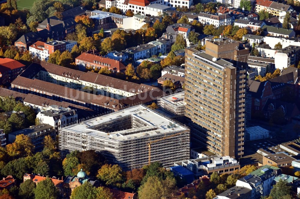 Hamburg von oben - Campus- Universitäts- Bereich mit Neubau- Baustelle Universität Hamburg an der Bundesstraße - Beim Schlump im Ortsteil Eimsbüttel in Hamburg, Deutschland