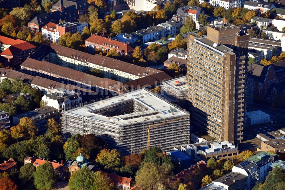 Hamburg aus der Vogelperspektive: Campus- Universitäts- Bereich mit Neubau- Baustelle Universität Hamburg an der Bundesstraße - Beim Schlump im Ortsteil Eimsbüttel in Hamburg, Deutschland