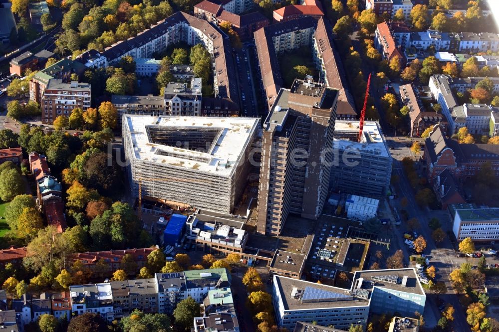 Hamburg von oben - Campus- Universitäts- Bereich mit Neubau- Baustelle Universität Hamburg an der Bundesstraße - Beim Schlump im Ortsteil Eimsbüttel in Hamburg, Deutschland