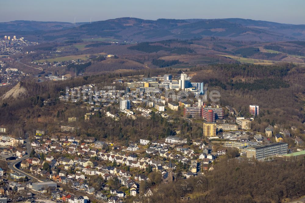 Siegen von oben - Campus- Universitäts- Bereich am Seminarzentrum in Siegen im Bundesland Nordrhein-Westfalen, Deutschland