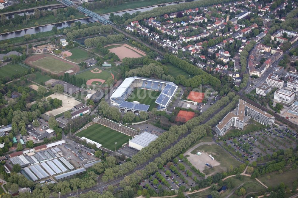 Mannheim aus der Vogelperspektive: Carl Benz Stadion in Mannheim im Bundesland Baden-Württemberg