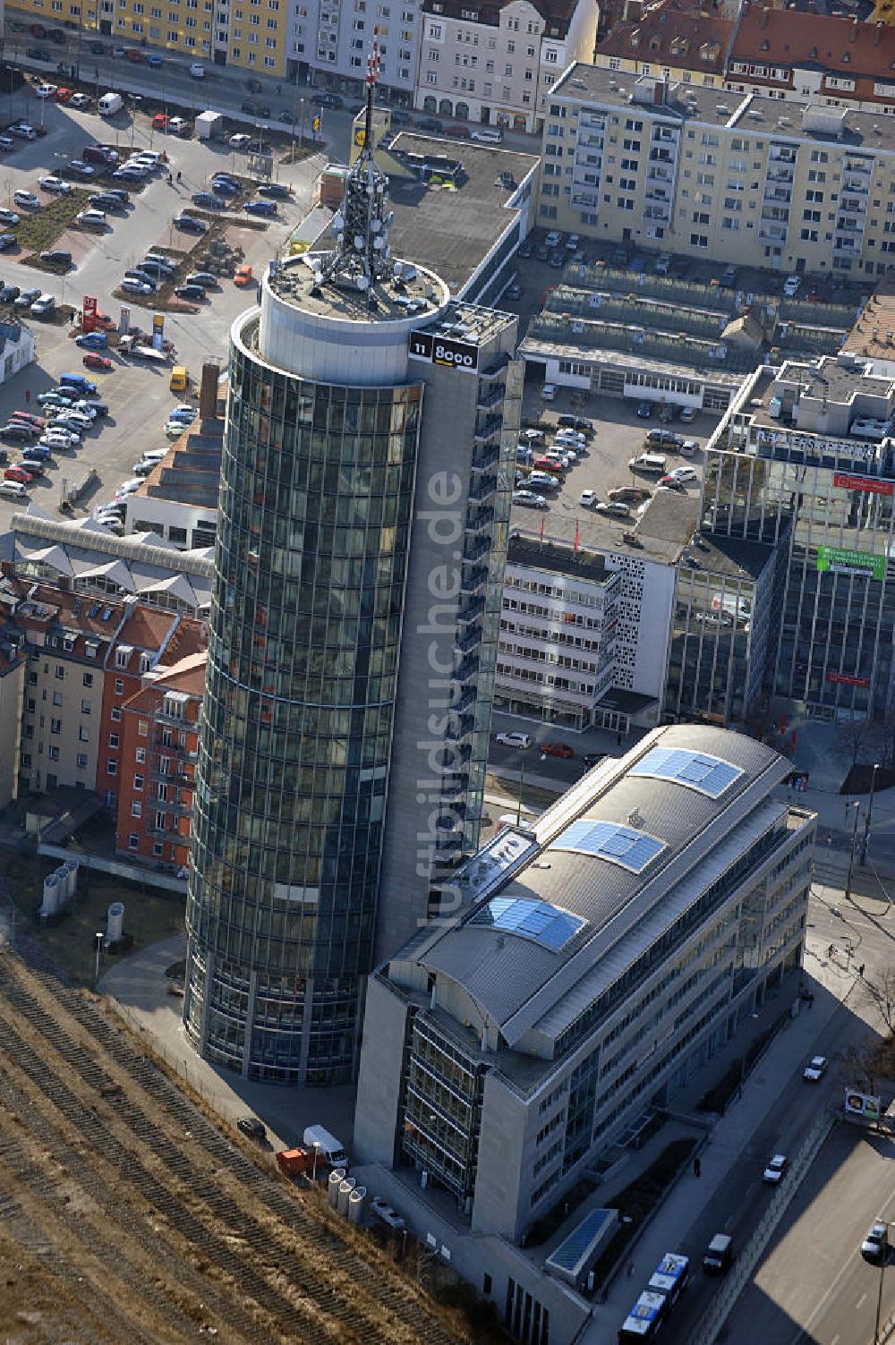 Luftaufnahme München - Central Tower , dem Sitz der 118000 AG in München im Bundesland Bayern