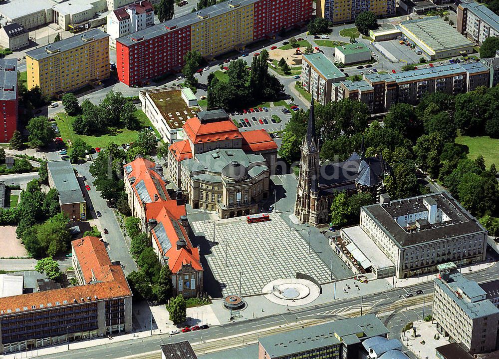 Luftbild Chemnitz - Chemnitzer Innenstadt am Opernplatz mit dem Opernhaus Chemnitz