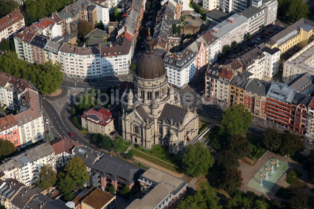 Mainz von oben - Christuskirche in Mainz im Bundesland Rheinland-Pfalz