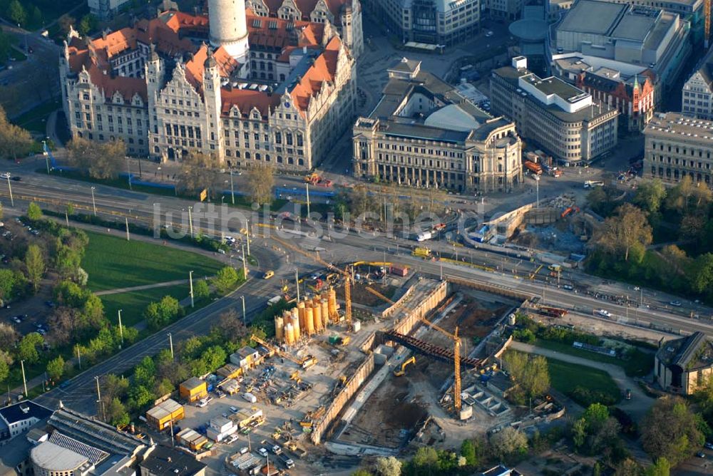 Luftbild Leipzig - City-Tunnel-Baustelle am Wilhelm-Leuschner-Platz in Leipzig