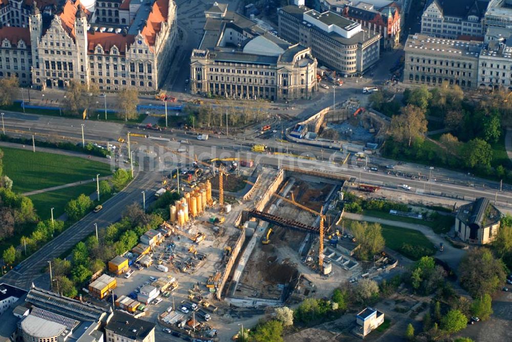 Luftaufnahme Leipzig - City-Tunnel-Baustelle am Wilhelm-Leuschner-Platz in Leipzig