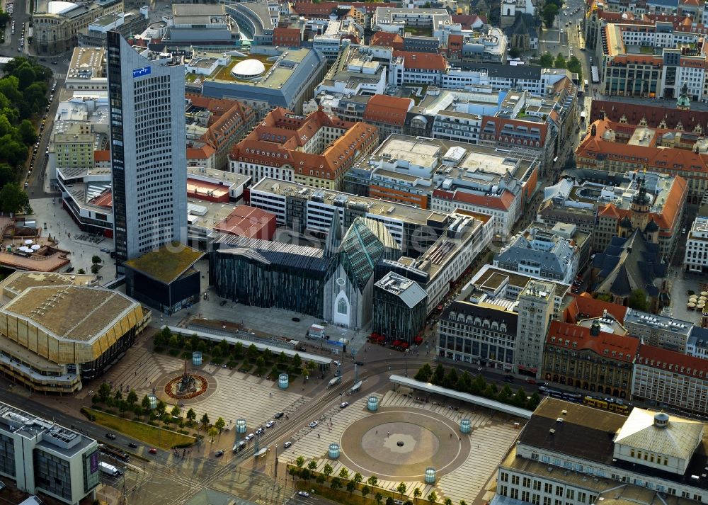 Leipzig von oben - Cityhochhaus in Leipzig im Bundesland Sachsen