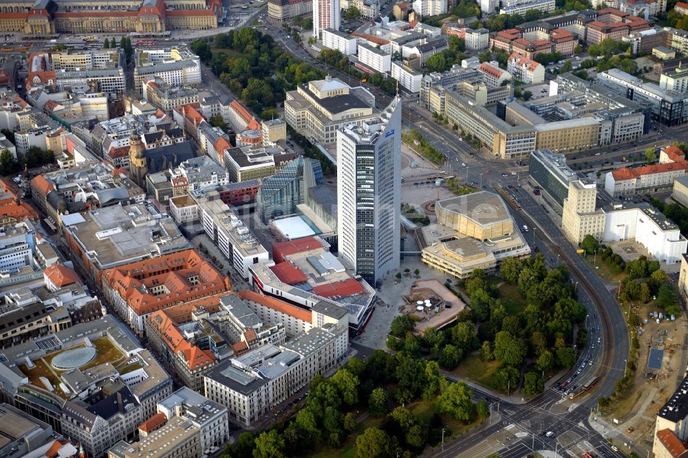 Leipzig von oben - Cityhochhaus in Leipzig im Bundesland Sachsen