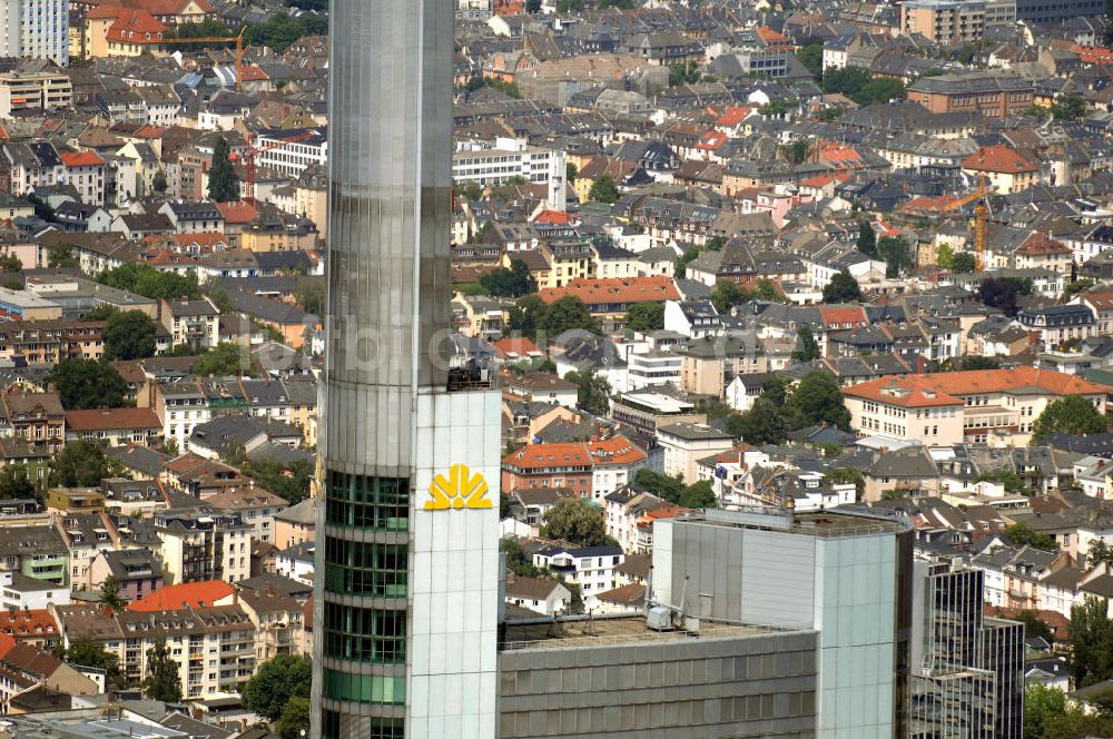 Frankfurt am Main von oben - Commerzbank Tower in Frankfurt / Main