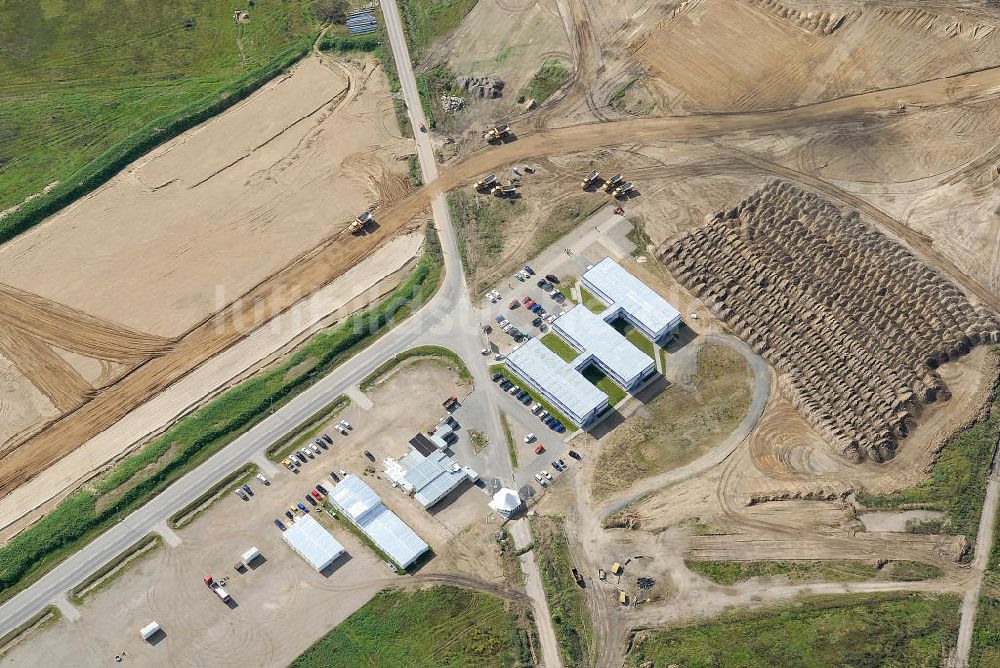 Schönefeld aus der Vogelperspektive: Container auf der Baustelle des Schönefelder Flughafens (BBI)