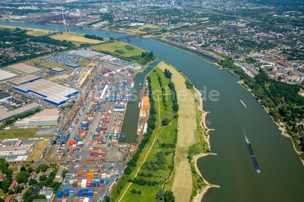 Luftbild Duisburg - Container und Becken am DIT Duisburg Intermodal Terminal im Logistikzentrum logport in Duisburg im Bundesland Nordrhein-Westfalen