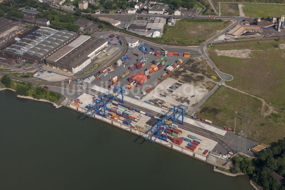 Luftaufnahme Duisburg - Container- Terminal am Container - Hafen an der Rotterdamer Straße in Duisburg im Bundesland Nordrhein-Westfalen