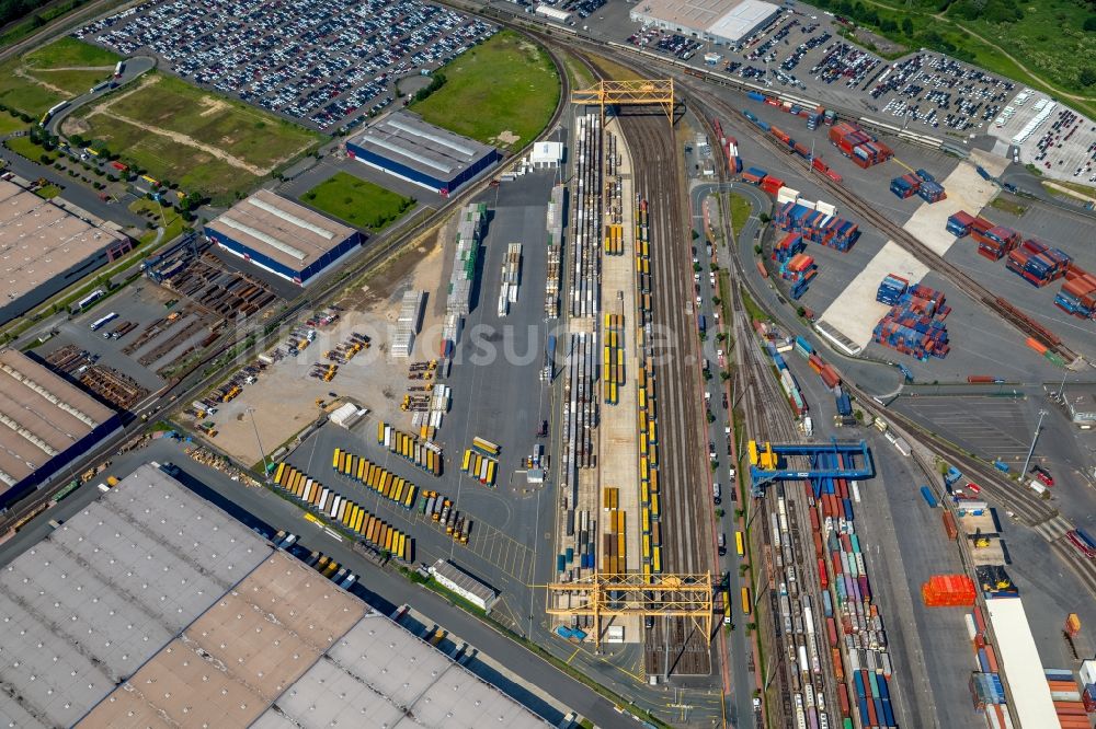 Luftbild Duisburg - Container- Terminal der DKT Duisburg Kombiterminal GmbH im GVZ Güterverkehrszentrum in Duisburg im Bundesland Nordrhein-Westfalen, Deutschland