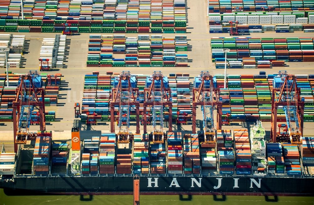 Hamburg aus der Vogelperspektive: Container- Terminal am ehemaligen Freihafen in Hamburg