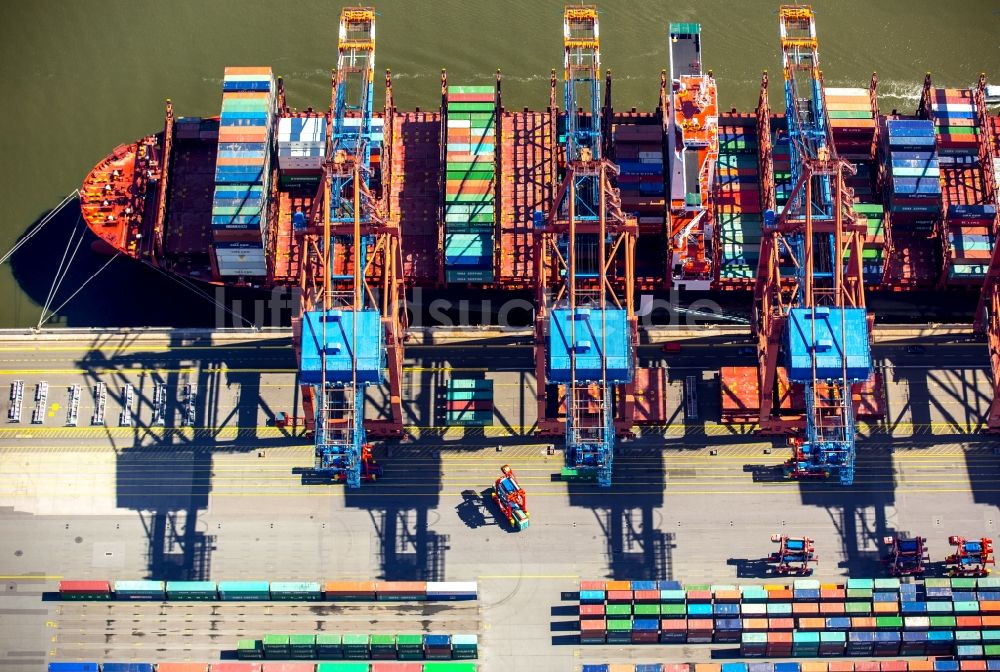 Hamburg aus der Vogelperspektive: Container- Terminal am ehemaligen Freihafen in Hamburg