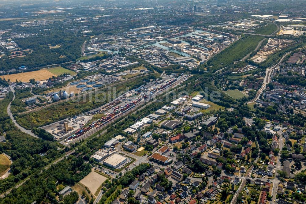 Luftaufnahme Dortmund - Container- Terminal im GVZ Güterverkehrszentrum in Dortmund im Bundesland Nordrhein-Westfalen, Deutschland