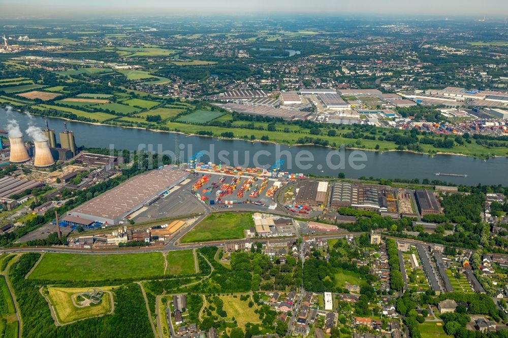 Duisburg von oben - Container- Terminal im GVZ Güterverkehrszentrum in Duisburg im Bundesland Nordrhein-Westfalen, Deutschland