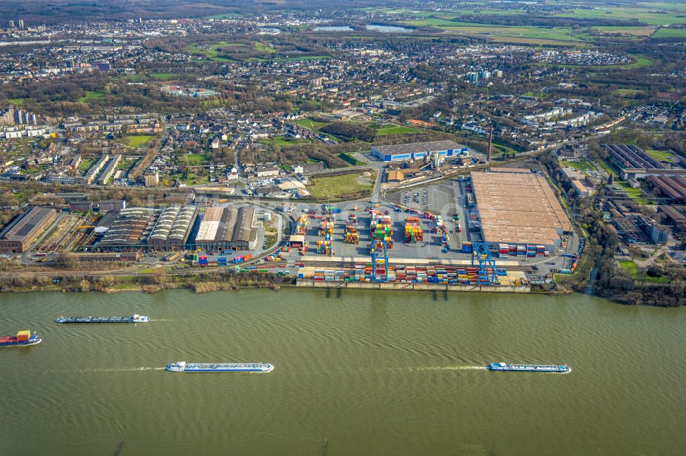 Luftaufnahme Duisburg - Container- Terminal im GVZ Güterverkehrszentrum in Duisburg im Bundesland Nordrhein-Westfalen, Deutschland