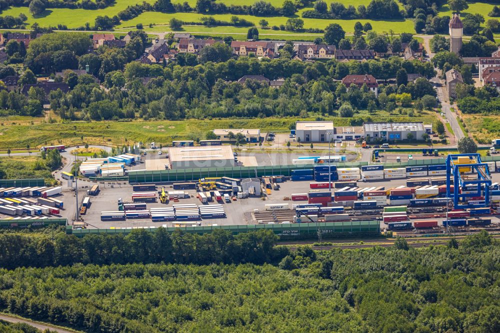 Duisburg von oben - Container- Terminal im GVZ Güterverkehrszentrum im Ortsteil Rheinhausen in Duisburg im Bundesland Nordrhein-Westfalen, Deutschland