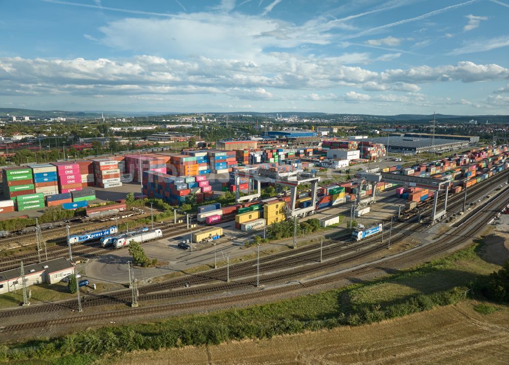 Kornwestheim von oben - Container- Terminal der DB Intermodal Service GmbH in Kornwestheim im Bundesland Baden-Württemberg, Deutschland